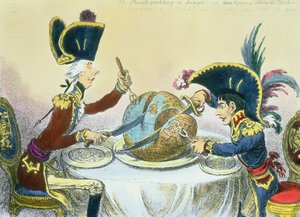 El pudín de ciruela en peligro, 1805 (grabado en color)